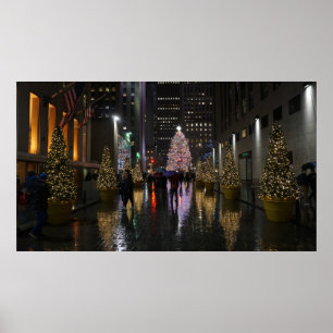 Poster Arbre de Noël Rockefeller Center en réflexion