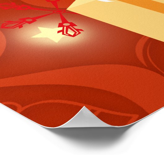 Poster Arbre de Noël rouge et or (Coin)