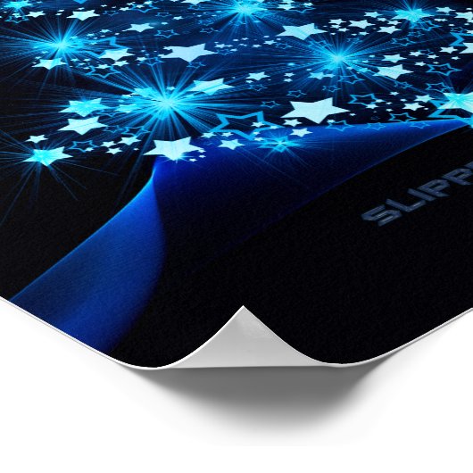 Poster arbre de Noël stylisé SlipperyJoe bleu brillant s (Coin)