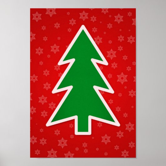 Poster Arbre de Noël sur l'arrière - plan rouge (Devant)