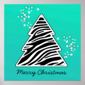 Poster Arbre de Noël Turquoise Zebra (Devant)