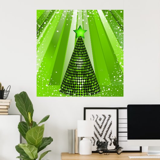 Poster Arbre de Noël vert moderne avec étoile (Bureau à domicile)