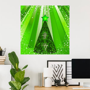 Poster Arbre de Noël vert moderne avec étoile