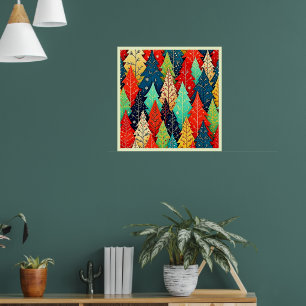 Poster Arbre de Noël vibrant à motif d'art