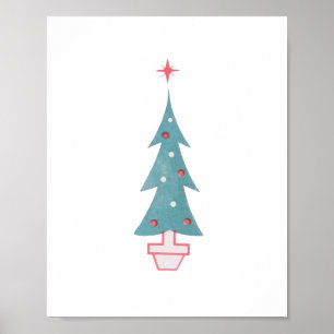 Poster Arbre de Noël Vintage 1950 Art inspiré