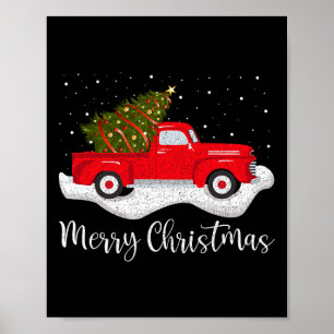 Poster Arbre de Noël Wagon vintage sur Voiture Noël Truc