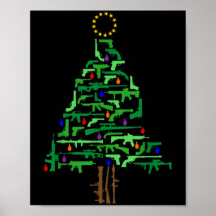 Poster Arbre de Noël Xmas Patriotique 2ème Amendement Arm