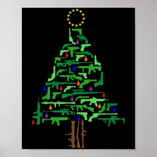 Poster Arbre de Noël Xmas Patriotique 2ème Amendement Arm (Devant)