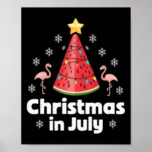 Poster Arbre de pastèque Noël en juillet Flamingo drôle X
