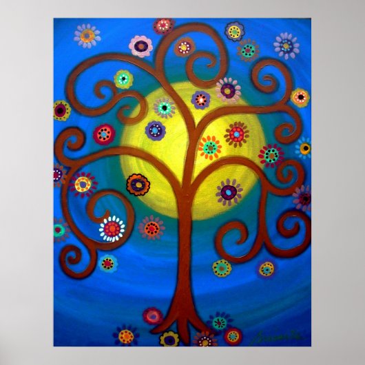 POSTER ARBRE DE PEINTURE DE VIE (Devant)