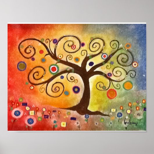 Poster Arbre de peinture Rainbow Fine Art de la vie (Devant)