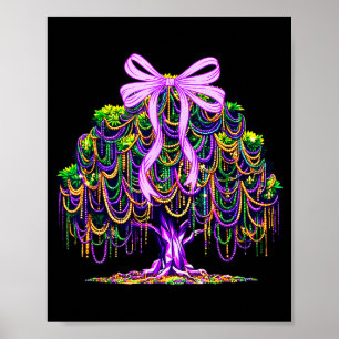 Poster Arbre de perles de Mardi Gras Carnaval La Nouvelle