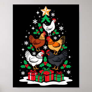 Poster Arbre de poulet Noël Amant de poulet Xmas Équipe M