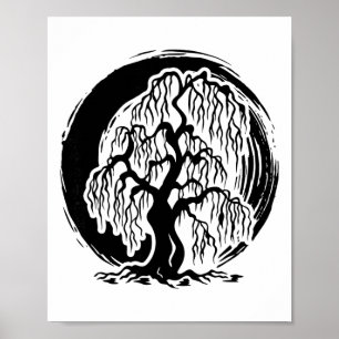 Poster Arbre de saule pleureur de pleine conscience Médit