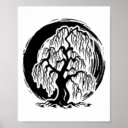 Poster Arbre de saule pleureur de pleine conscience Médit (Devant)