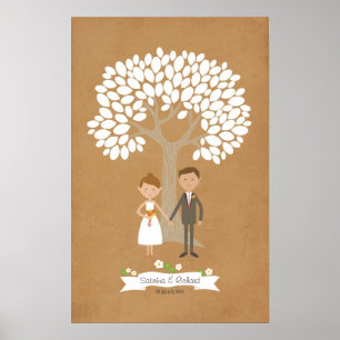 Poster Arbre de signature avec portrait en couple avec de