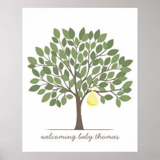 Poster Arbre de signature bébé - Grand - Jaune