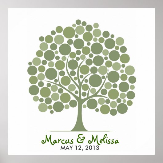 Poster Arbre de signatures de mariage – Cercles (Devant)