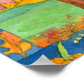 Poster Arbre de soleil d'automne Aquarelle Peinture paysa (Coin)