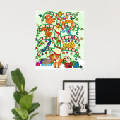 Poster Arbre de Vacances Art populaire (Bureau à domicile)