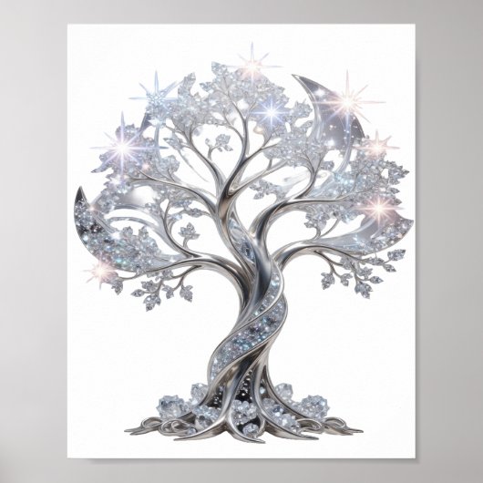 Poster Arbre de vie argenté Classique (Devant)