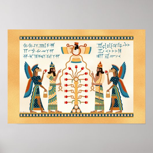 Poster Arbre de vie assyrien (Devant)