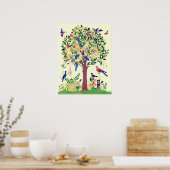 Poster Arbre de vie avec oiseaux et fleurs (Cuisine)