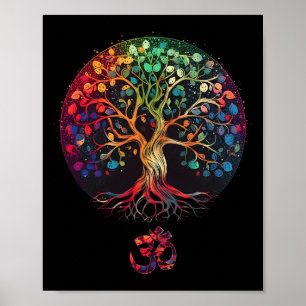Poster Arbre de vie avec symbole Om Yoga