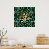 Poster Arbre de vie avec Triquetra Malachite et Or (Cuisine)