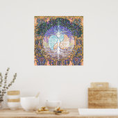 Poster Arbre de vie avec ying yang et symbole cardiaque (Cuisine)