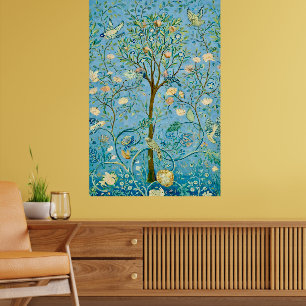 Poster Arbre de Vie Botanique Vintage avec Oiseaux