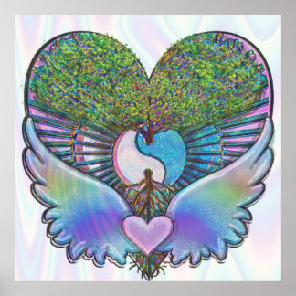 Poster Arbre de vie, Coeur, Ange, Yin Yang
