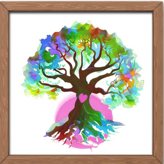 Poster Arbre de vie Coeur rose
