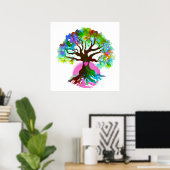 Poster Arbre de vie Coeur rose (Bureau à domicile)