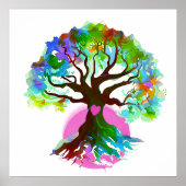 Poster Arbre de vie Coeur rose (Devant)