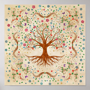 Poster Arbre de vie coloré - Yggdrasil