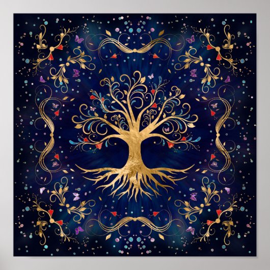 Poster Arbre de vie coloré - Yggdrasil (Devant)