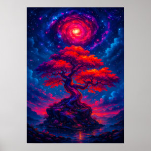Poster Arbre de vie cosmique sous l'Imaginaire du ciel de