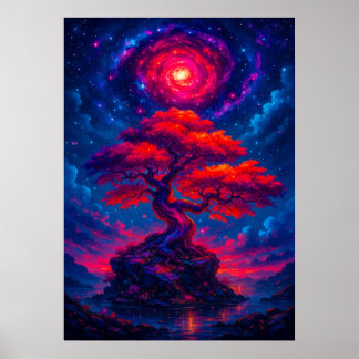 Poster Arbre de vie cosmique sous l'Imaginaire du ciel de