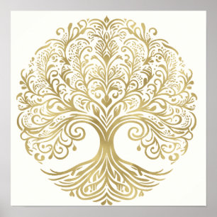 Poster Arbre de vie Cream & Gold Celtic Mariage