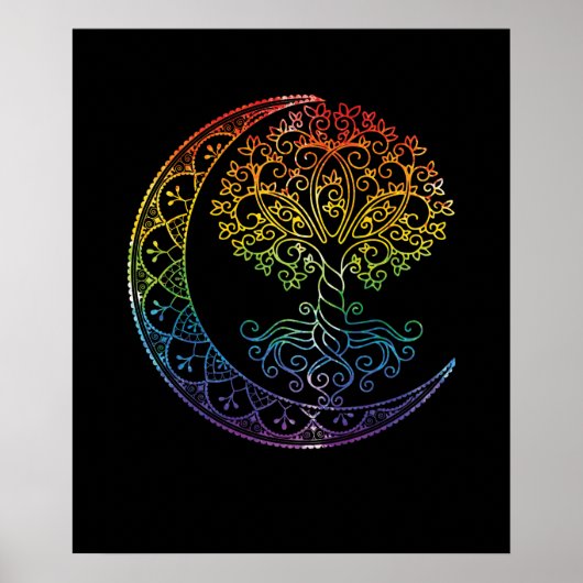 Poster Arbre de vie Cresent Moon Phases Mandala Yoga Cade (Devant)