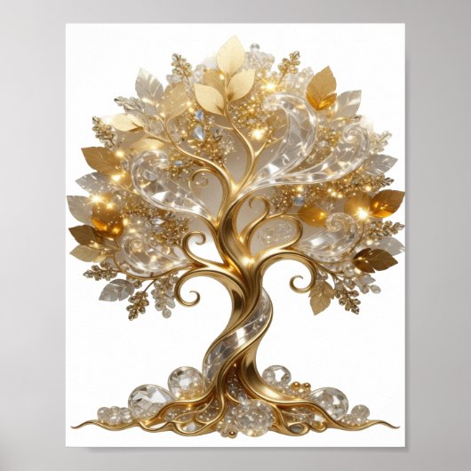 Poster Arbre de vie doré moderne (Devant)