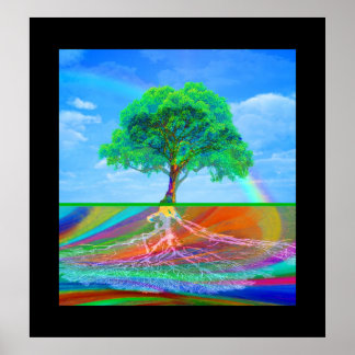 Poster Arbre de vie et Arc-en-ciel
