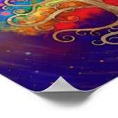 Poster Arbre de vie Golden Swirl et Rainbow (Coin)