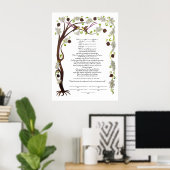 Poster Arbre de vie ketubah avec grenades (v) (Bureau à domicile)