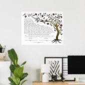Poster Arbre de vie ketubah avec une citation hébraïque ( (Bureau à domicile)