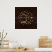 Poster Arbre de vie Or sur la texture en bois (Cuisine)