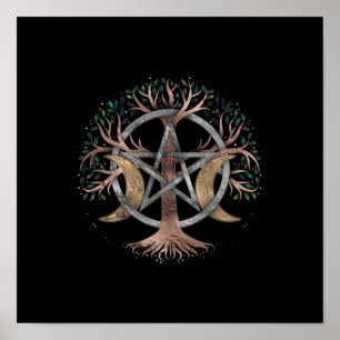 Poster Arbre de vie Pentagram Moon Ornement