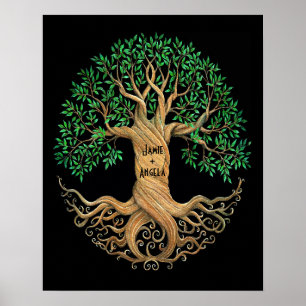 Poster Arbre de vie personnalisable Coeur sculpté avec de