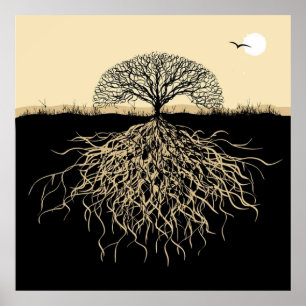 Poster Arbre de Vie Racines Nature Spirituelle Minimalist